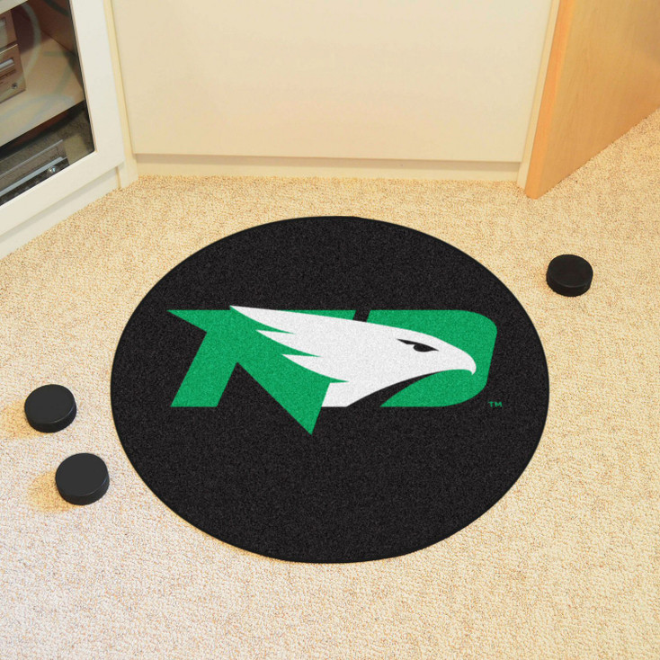 27" University of North Dakota Puck Round Mat - "ND Hawk" Logo