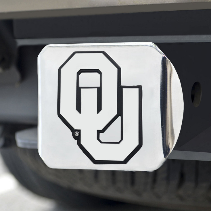 University of Oklahoma Hitch Cover - Chrome on Chrome