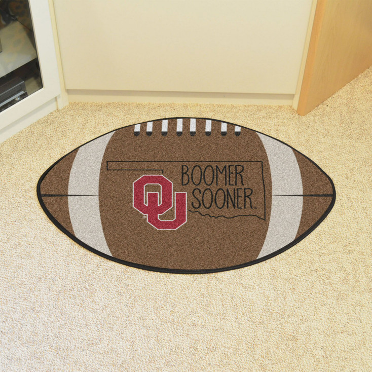 20.5" x 32.5" University of Oklahoma Southern Style Football Shape Mat