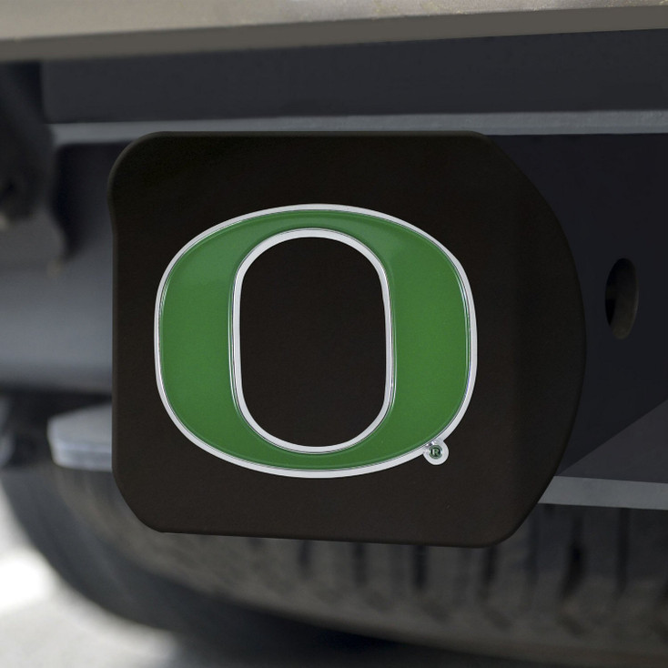 University of Oregon Hitch Cover - Color on Black