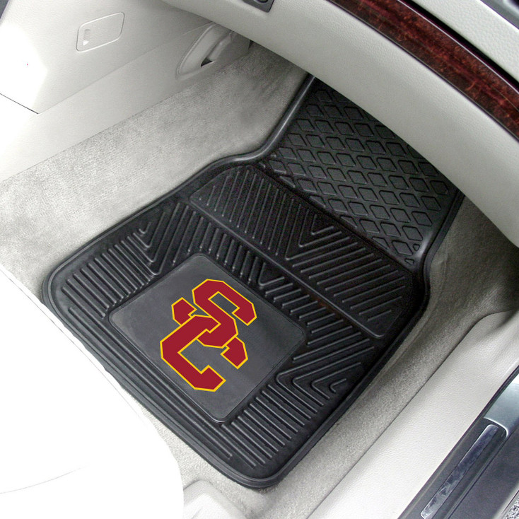 University of Southern California Heavy Duty Vinyl Front Black Car Mat, Set of 2