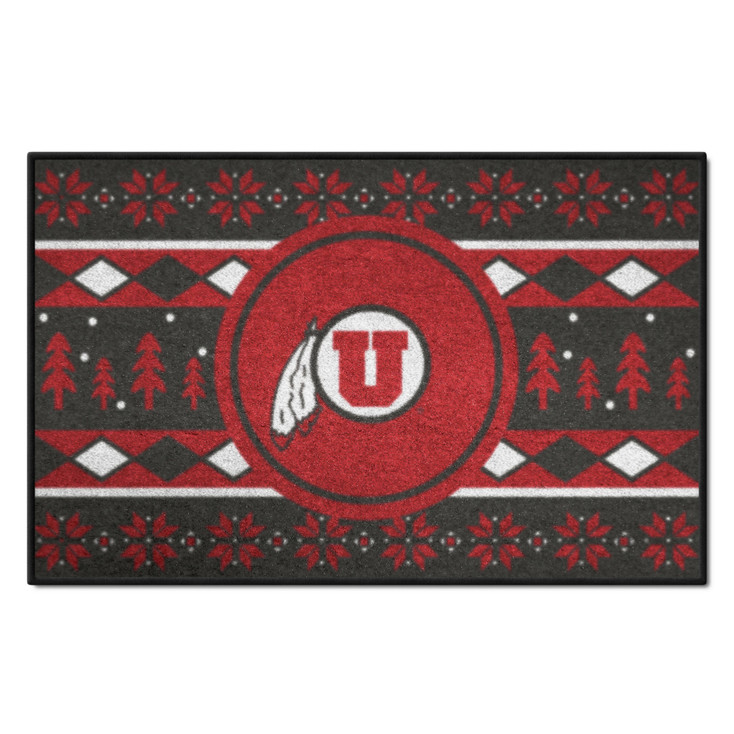 19" x 30" University of Utah Holiday Sweater Black Rectangle Starter Mat