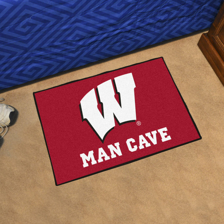 19" x 30" University of Wisconsin Man Cave Starter Red Rectangle Mat