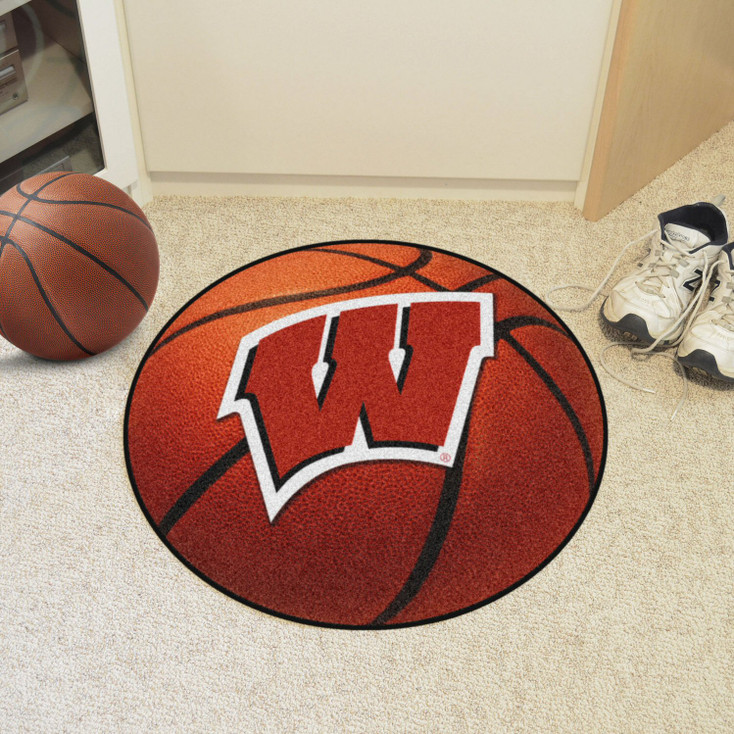 27" University of Wisconsin Orange Basketball Style Round Mat