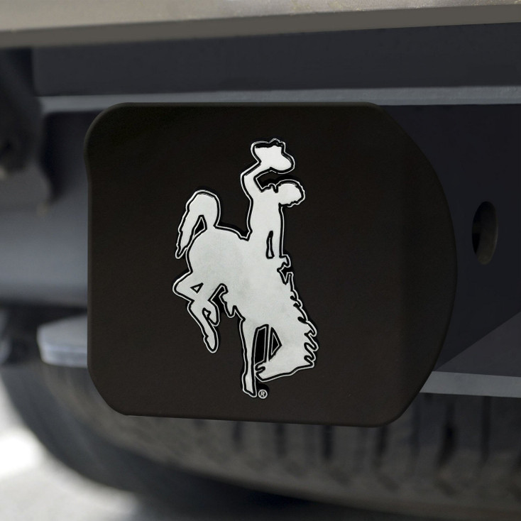 University of Wyoming Hitch Cover - Chrome on Black