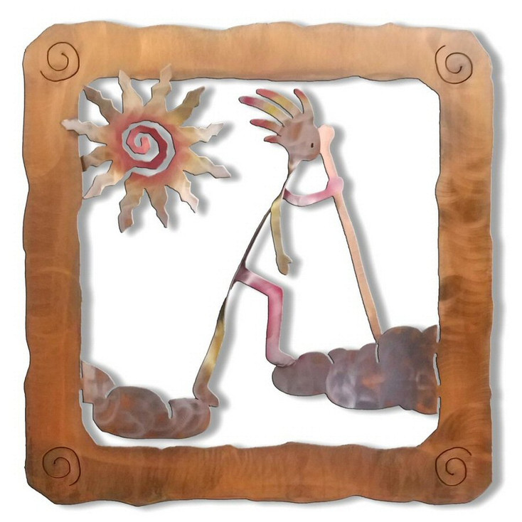 Kokopelli Cloud Walker Sunset Swirl Metal Wall Art