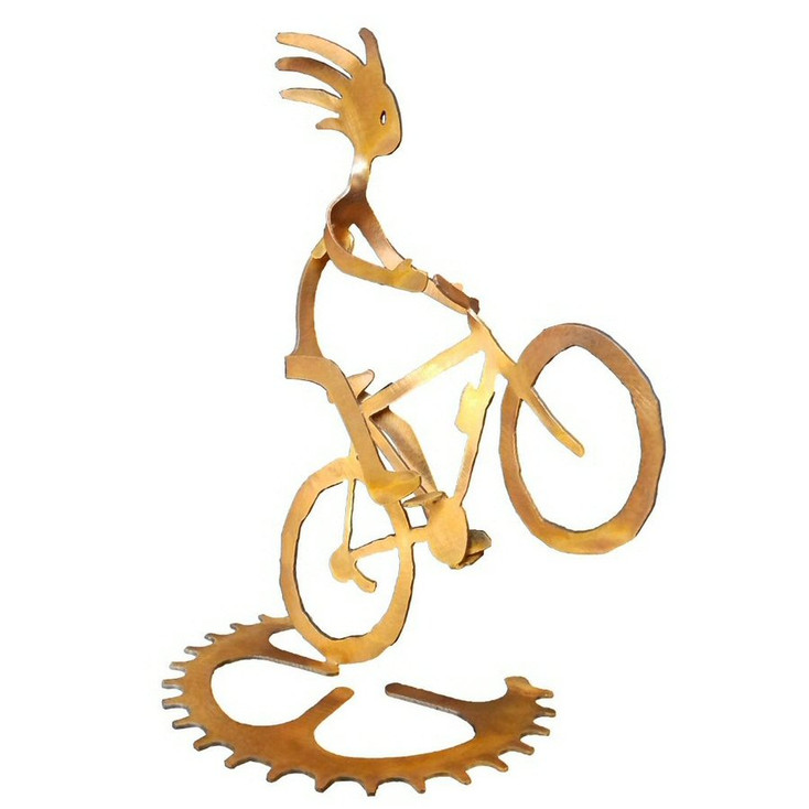 Kokopelli Wheelie Girl Bike Rider Rust Metal Sculpture
