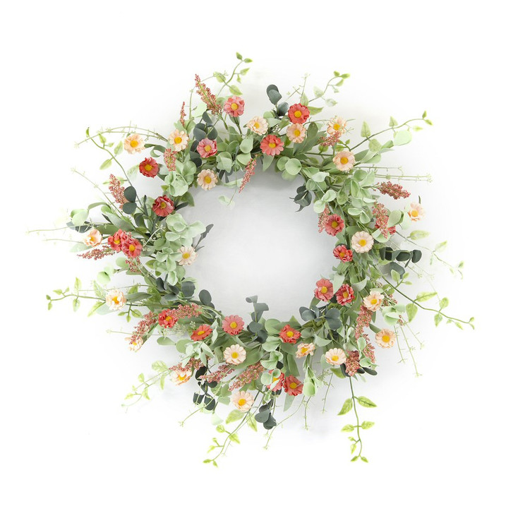 24" Mini Daisy Artificial Wreath