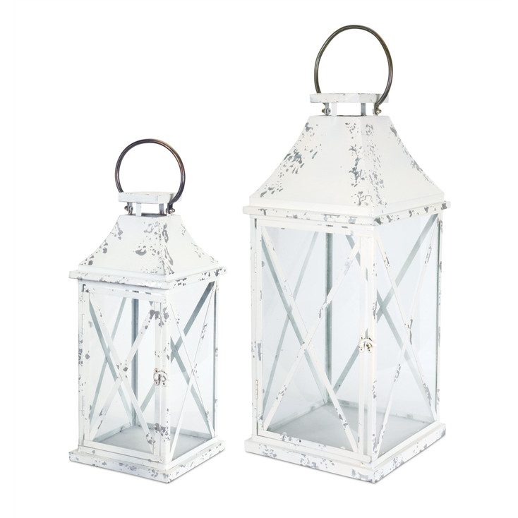 X Design Metal Candle Lanterns Candle Holders, Set of 2