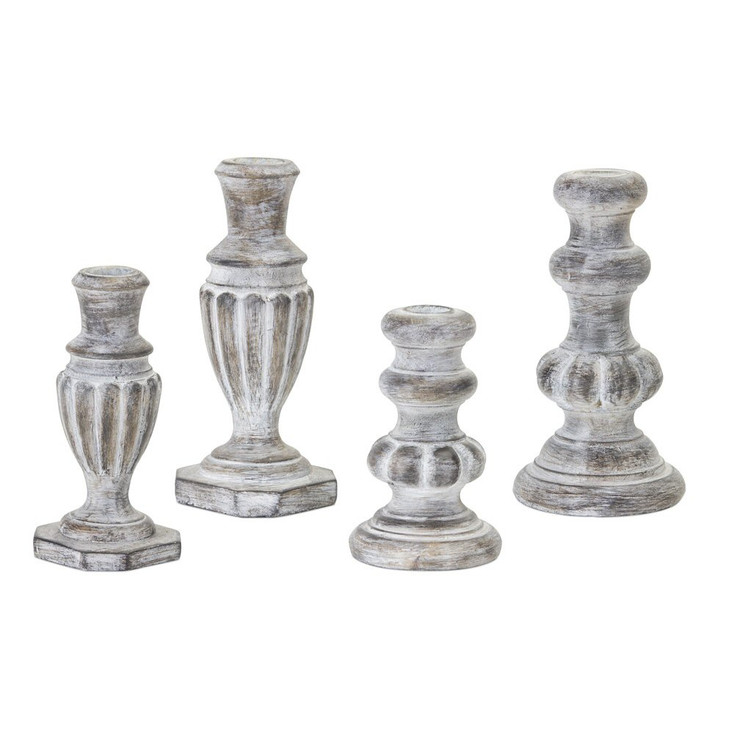 Rustic Elegance Resin Taper Candle Holders, Set of 4