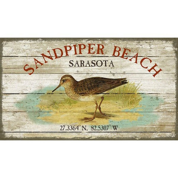 Custom Sandpiper Beach Sarasota Latitude Vintage Style Wooden Sign