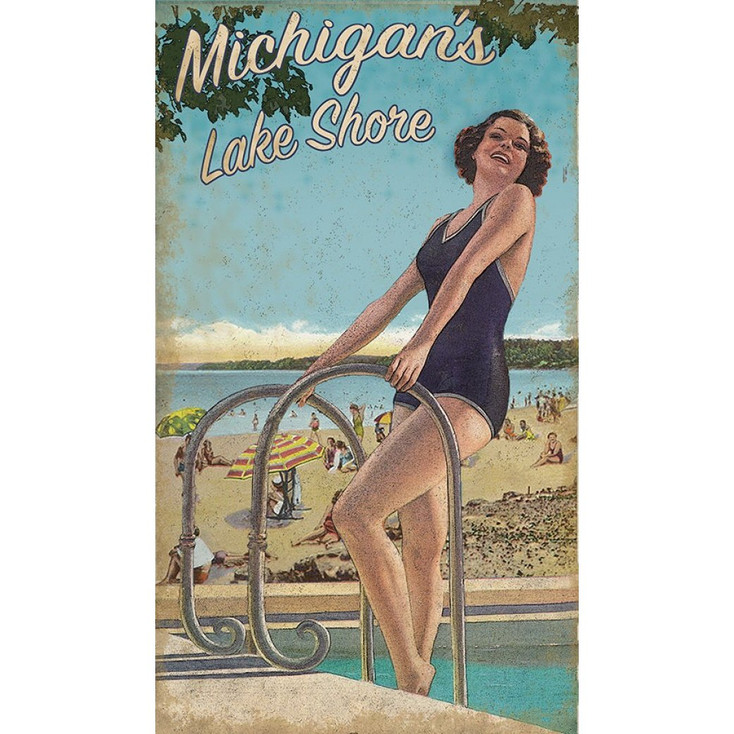 Custom Michigan's Lake Shore Girl Vintage Style Wooden Sign