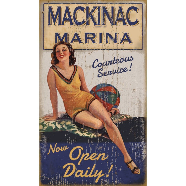 Custom Mackinac Marina Vintage Style Wooden Sign