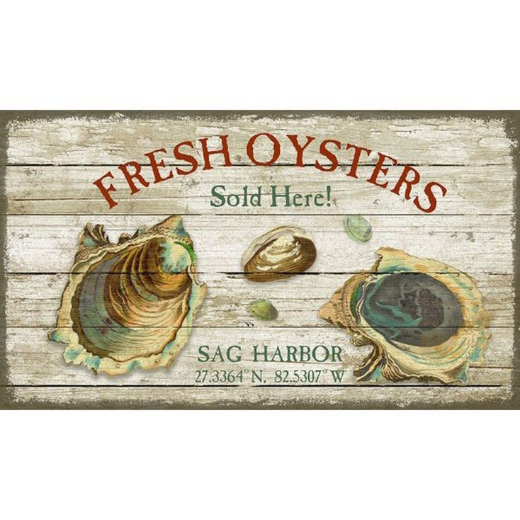Custom Fresh Oysters Sag Harbor Latitude Vintage Style Metal Sign