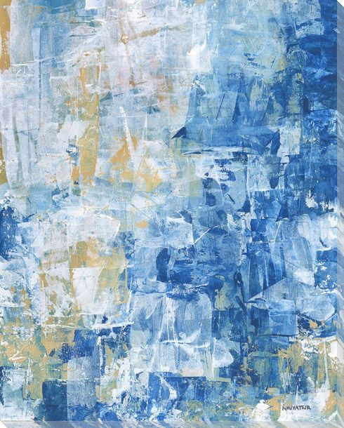 Cascading Blue I Wrapped Canvas Giclee Art Print Wall Art