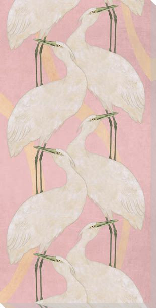 Crane Bird Dance Two Step Wrapped Canvas Giclee Art Print Wall Art