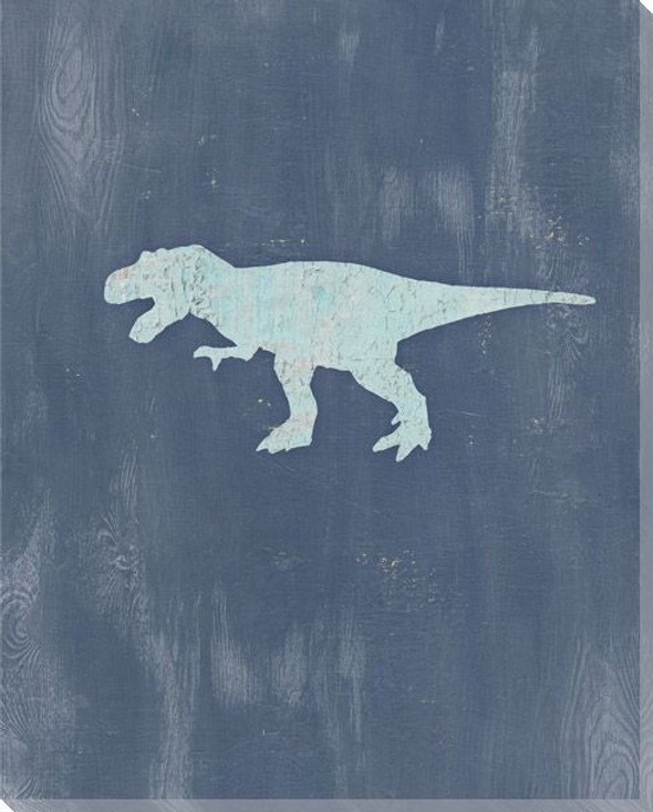 Blue Dinosaur T Rex Wrapped Canvas Giclee Art Print Wall Art