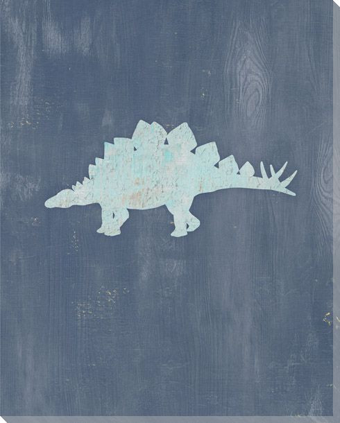 Blue Dinosaur Stegosaurus Wrapped Canvas Giclee Art Print Wall Art