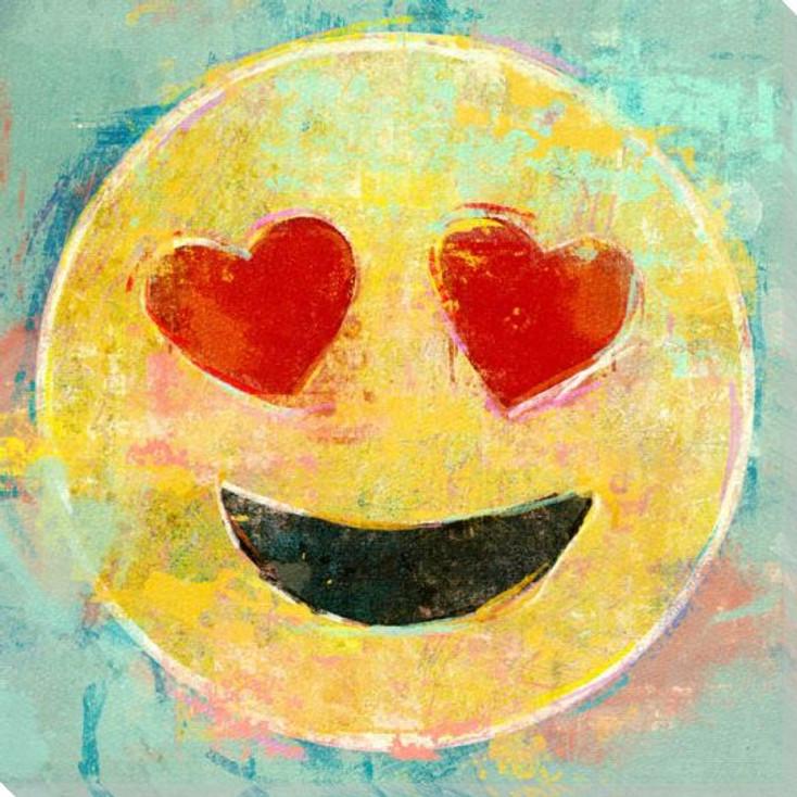 Heart Eyes Emoji Wrapped Canvas Giclee Art Print Wall Art