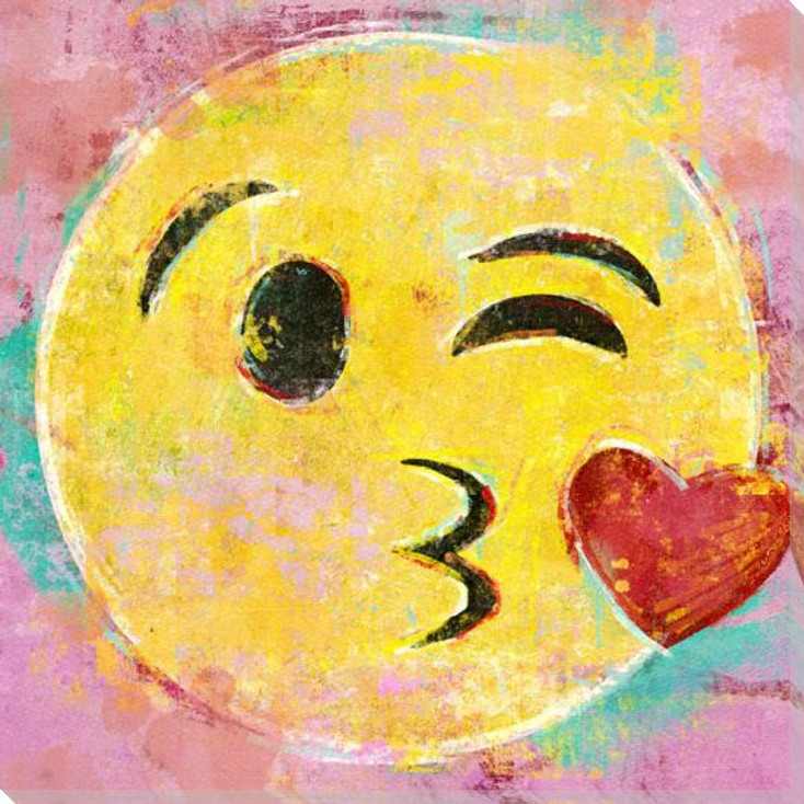 Kissing Heart Emoji Wrapped Canvas Giclee Art Print Wall Art