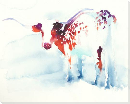 Longhorn Steer Wrapped Canvas Giclee Art Print Wall Art