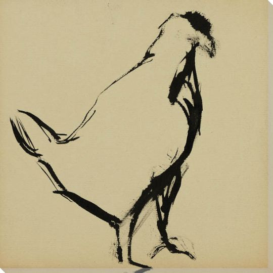 Sketch of a Hen Bird 1 Wrapped Canvas Giclee Art Print Wall Art