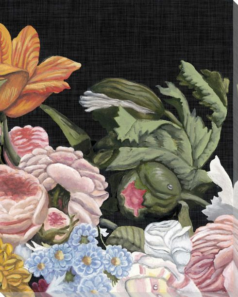 Baroque Grid Flowers II Wrapped Canvas Giclee Art Print Wall Art