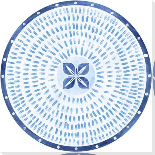 Mixed Pattern Round Blue 5 Wrapped Canvas Giclee Art Print Wall Art