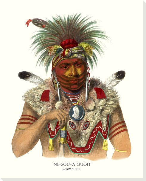 Nesoua Quoit, A Fox Chief Wrapped Canvas Giclee Art Print Wall Art