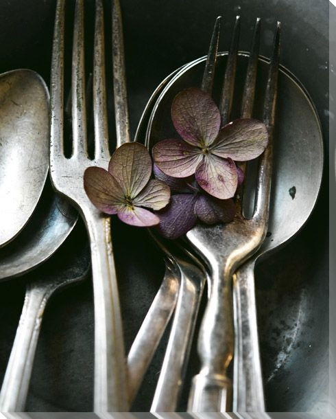 Quiet Morning Silverware Wrapped Canvas Giclee Art Print Wall Art