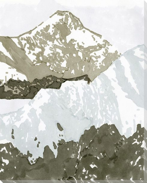 Watercolor Mountain Retreat III Wrapped Canvas Giclee Art Print Wall Art