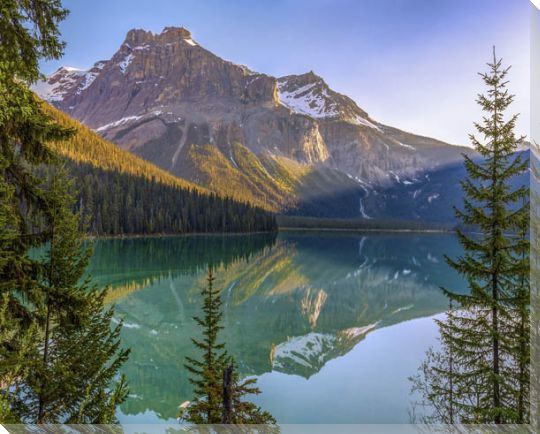 Eternal Lake View and Mountain Scene Wrapped Canvas Giclee Art Print Wall Art