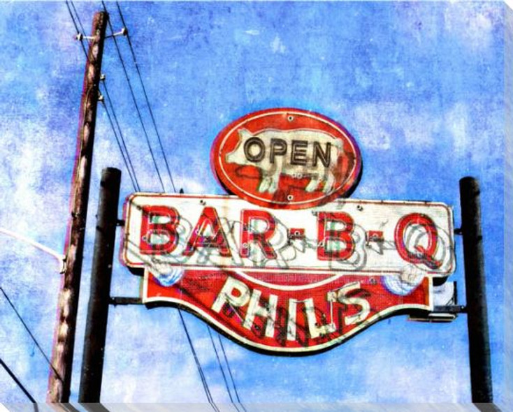 Roadside BBQ Wrapped Canvas Giclee Art Print Wall Art