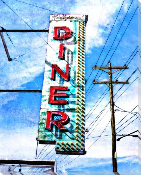 Roadside Diner 2 Wrapped Canvas Giclee Art Print Wall Art