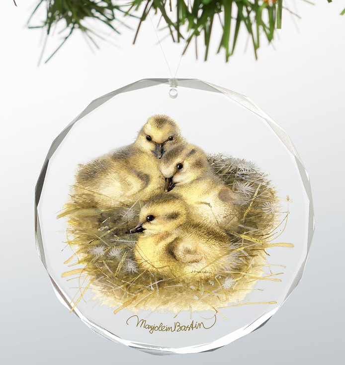 Goslings Round Glass Christmas Tree Ornaments, Set of 6