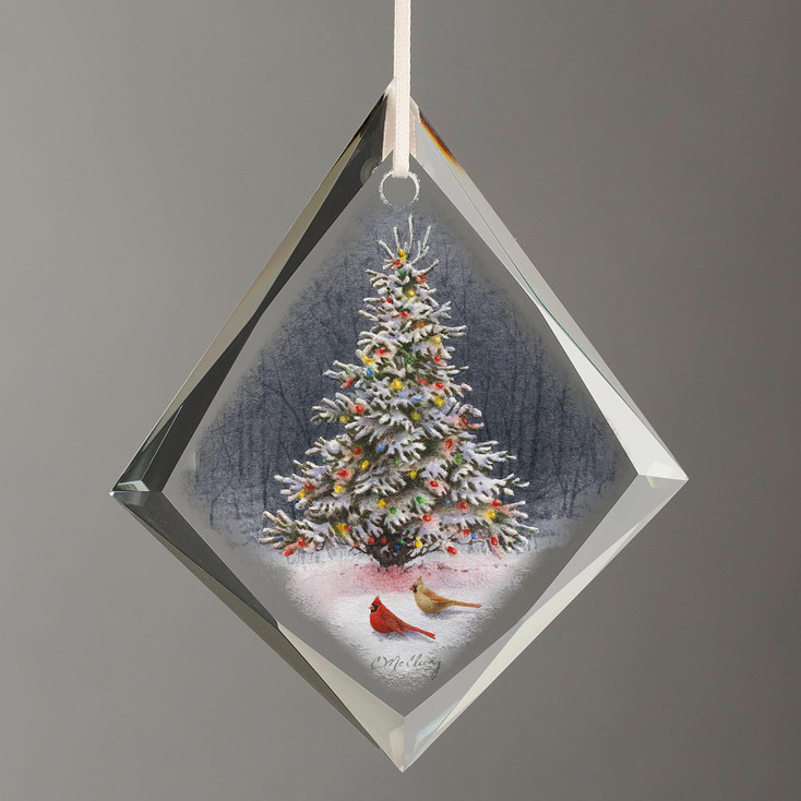 Christmas Tree Tear Drop Glass Christmas Tree Ornaments, Set of 6