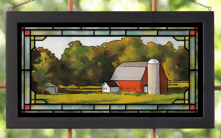 Grandpa's Barn Stained Glass Wall Art