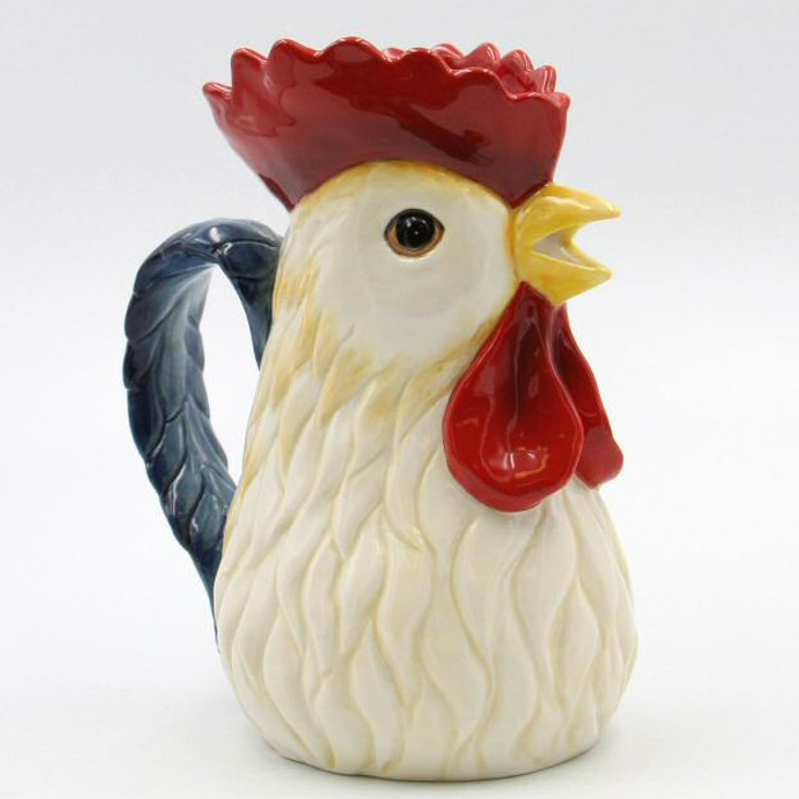 Rooster Bird Porcelain Pitchers, Set of 2