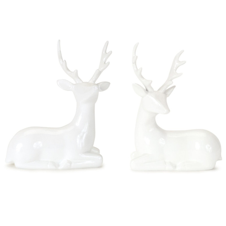 6" Contemporary White Deer Sculptures, Set of 12