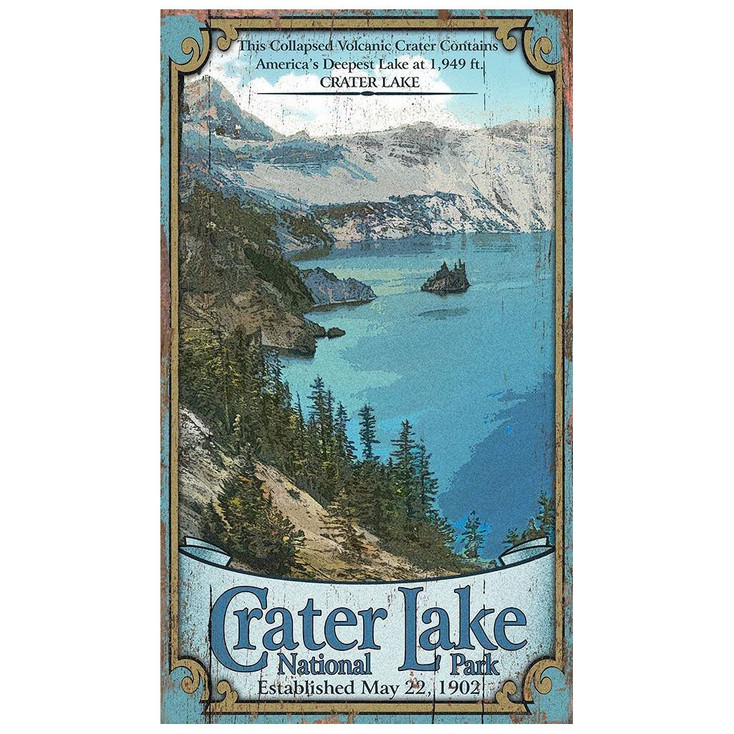 Custom Crater Lake National Park Vintage Style Metal Sign