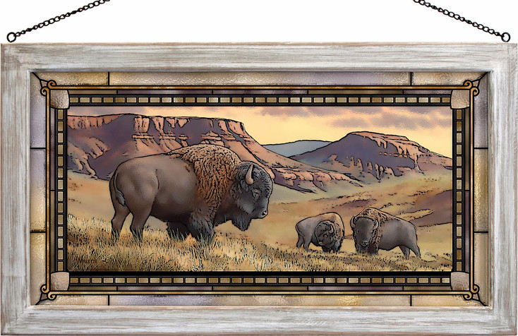 Bison Buttes Stained Glass Wall Art