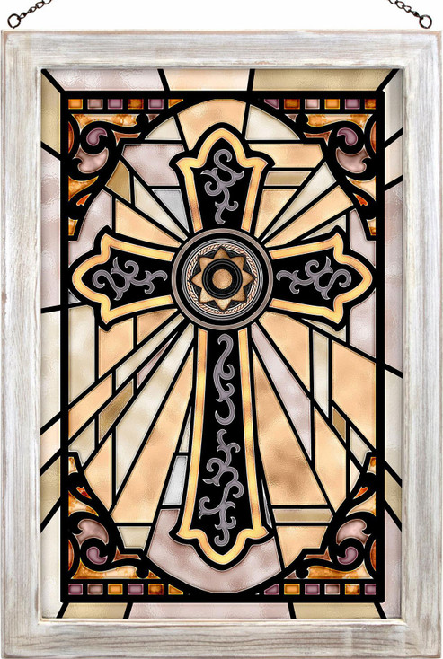 Western Cross Stained Glass Wall Art