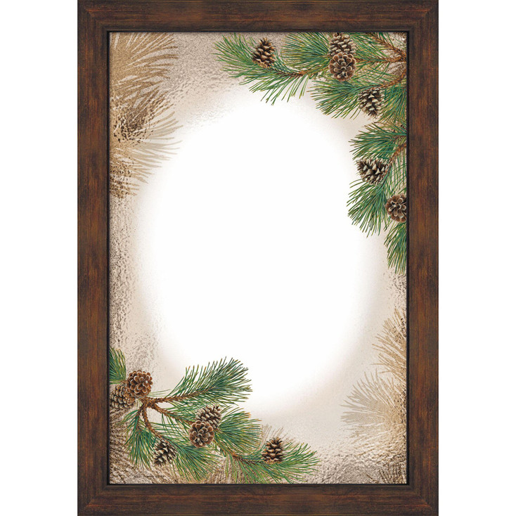 Pinecones Wall Mirror with Wood Frame