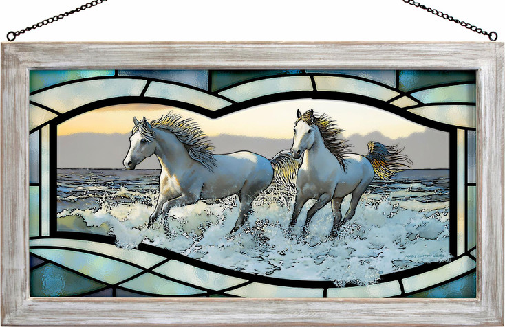 Wild Hearts Horses Stained Glass Wall Art