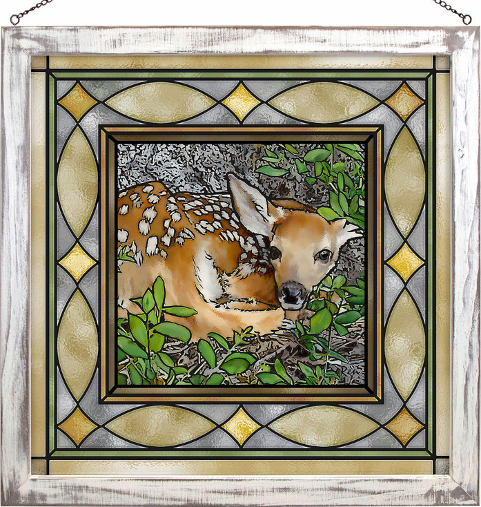 20" Woodland Wonder Fawn Stained Glass Wall Art