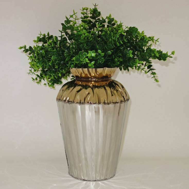 Small Crumpled Edge Stainless Steel Two-Tone Vase
