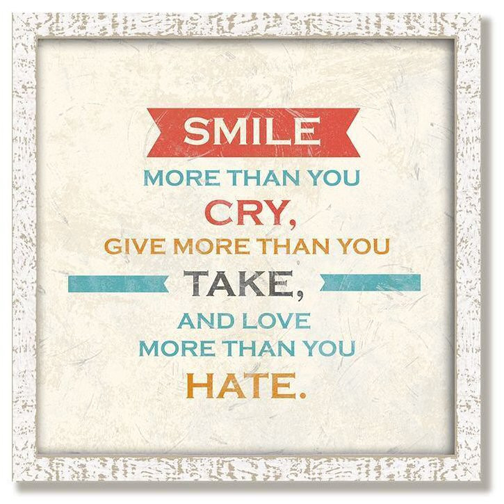 Custom "Smile" Inspirational Vintage Style Framed Wood Sign