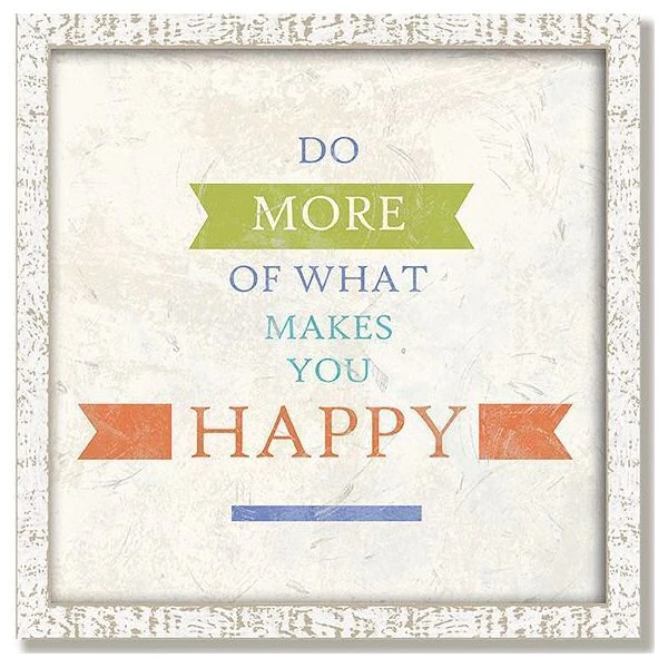 Custom "Happy" Inspirational Vintage Style Framed Wood Sign