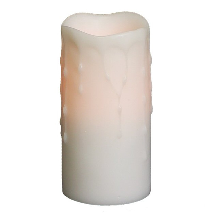 3" x 6" LED White Wax Dripping Pillar Candles, Set of 4