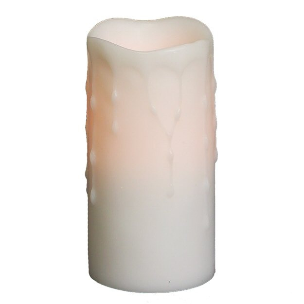 3" x 6" LED White Wax Dripping Pillar Candles, Set of 4